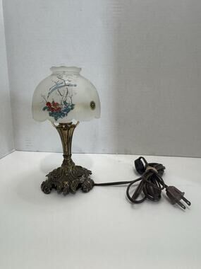 Vintage Westmorland Glass Fairy Lamp With Brass Base